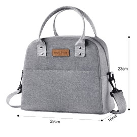 Darbermu Lunch Bag, Insulated Lunch Bags Large Capacity Lunch Tote Bags Waterproof Portable Lunch Tote Bag with Adjustable Shoulder Strap for Work School Picnic Camping BBQ Outdoor (Grey) (246)