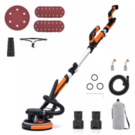 Preenex Drywall Sander 2000RPM 850W Vacuum System Variable Speeds LED+12Pcs Sanding Pads - Orange 850W Upgrade
