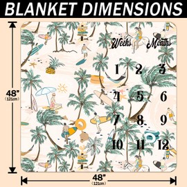 PHMOJEN Baby Milestone Blankets Summer Beach Baby Growth Age Photo Blanket for Baby Boy Girl (48x40)