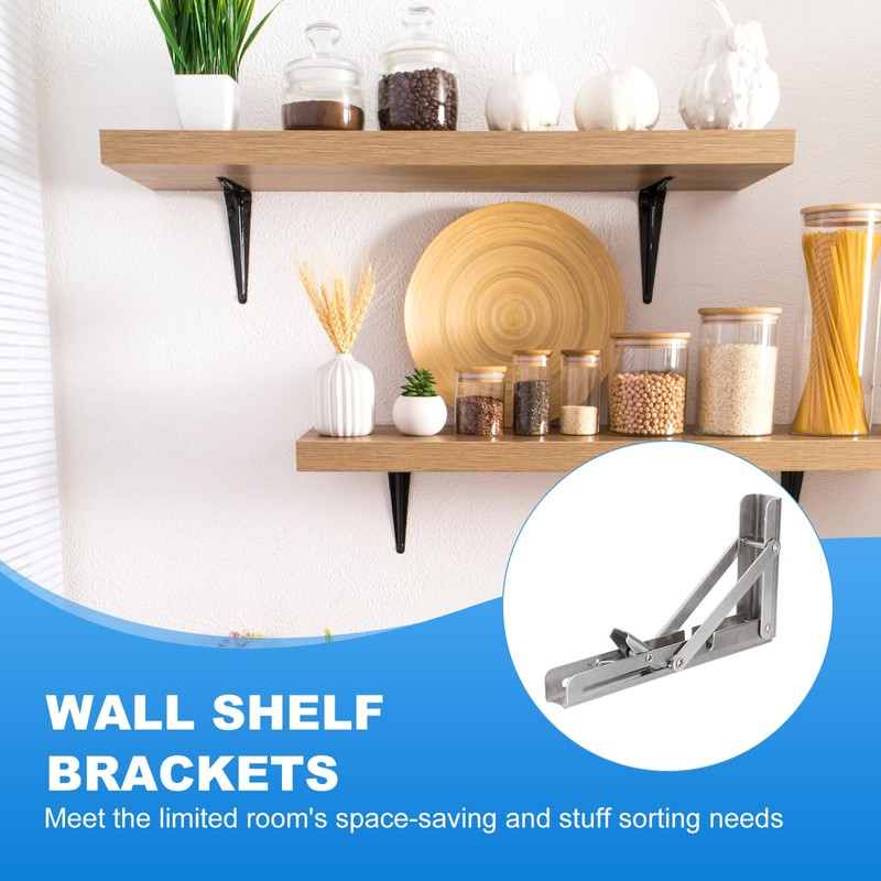 PATIKIL Folding Wall Shelf Brackets 7", 2 Pack Heavy Duty