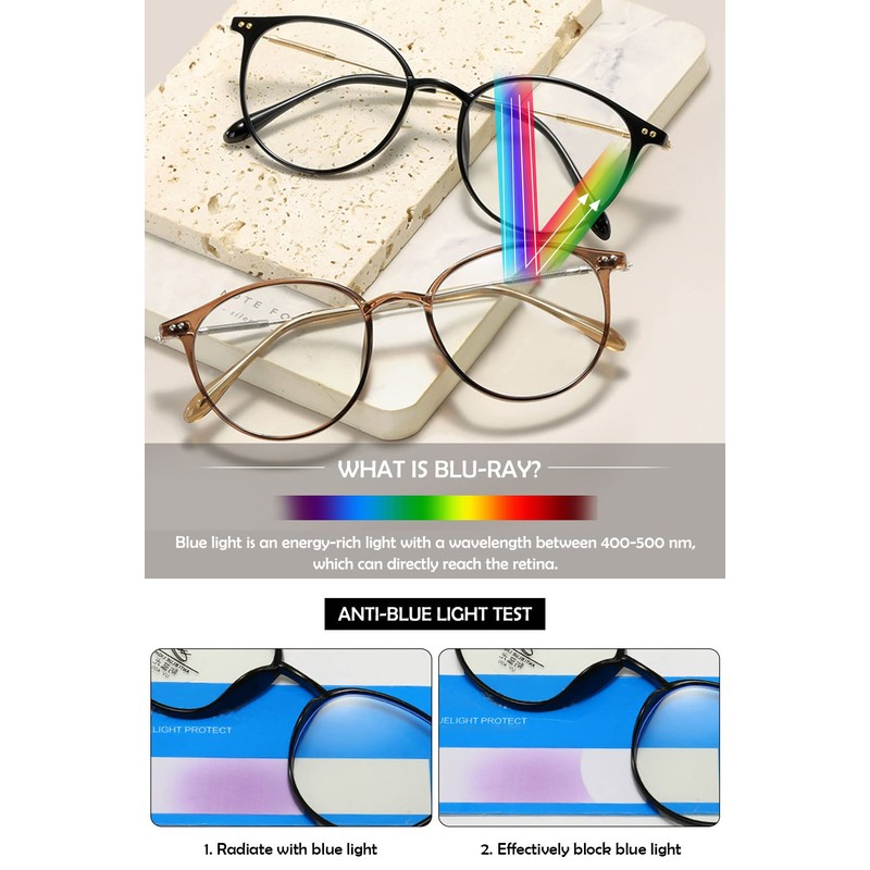 KOOSUFA Mode Runde Gleitsichtbrille Progressive Multifokus Anti-Blaulicht Lesebrille Damen Herren