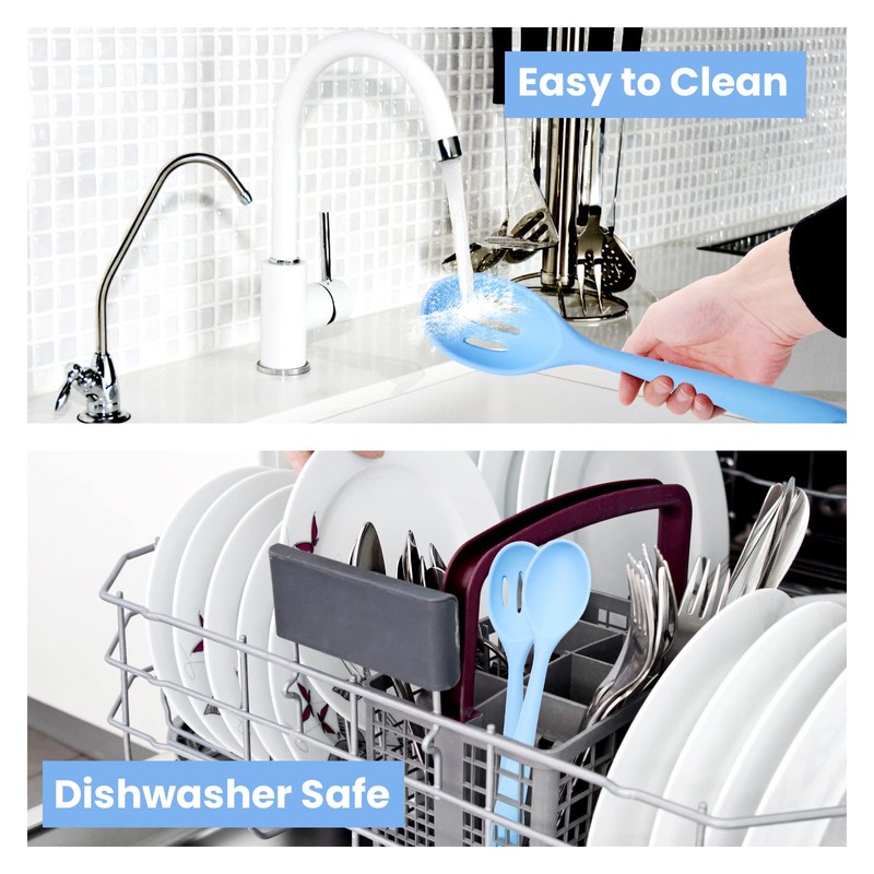 Mixing Spoons, Silicone Slotted Spoon, Silicone Spoons for Cooking, Serving