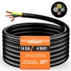Nilight 25 Feet 4 Way Trailer Wire Extension Cable 14