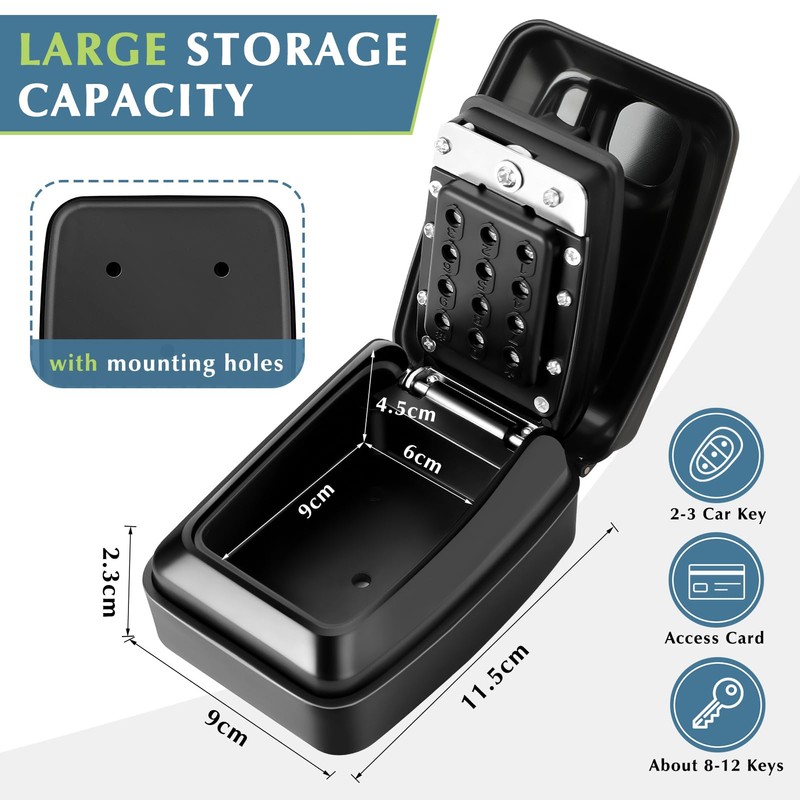 Key Safe Wall Mounted, Large Key Lockable Box Outdoor with