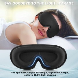2 Piezas Antifaz para Dormir, Antifaz 3D Con Oscurecimiento Total 360°, Antifaces Cómodos Para Dormir, Siesta Y Viaje (Negro)