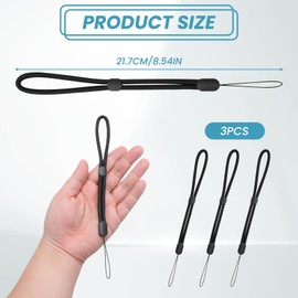 2 Pack Cordón para Celular, Correa para Celular Ajustable Nailon, Correa Muñeca de Teléfono, Llaves de Cámara, Unidades Flash USB, Llavero, Portafolios(negro)