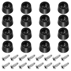 PATIKIL Cutting Board Feet, 16 Pack Round Rubber Feet Bumpers Non Slip Bumper Pads with Stainless Steel Screws for Furniture Chairs Desks Electronics (0.11"Wx0.28"H)
