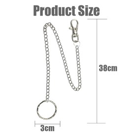 Fc'Noqgn Wallet Chain, Stainless Steel Long Chain, Punk Keyring with Chain for Motorcyclists, Trouser Chain, Jeans Chain, Men, Women, Silver