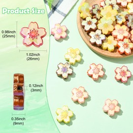 LiQunSweet - 30 abalorio acrílicas de flor de cerezo de colores mezclados, flores de primavera, abalorio sueltas para manualidades, joyería, collares, arete, manualidades, llavero y bolsa para