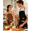 Teskyer Kitchen Cooking Apron with 4 Pockets, Water Oil Resistant,