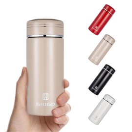 Small Thermo Bottle Mini Vacuum Insulated Water Bottle 230ml/7.7oz Metal Water Flask Stainless Steel Thermal Water Bottles Thermo for Hot and Cold Drinks for Purse Handbag Pocket (Khaki)
