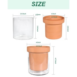 vensovo 4 Inch Self Watering Pots for Indoor Plants - Terracotta Self Watering Planters for Indoor Plants, Terra Cotta Plant Pots with Cylinder Glass Cup, Set of 2