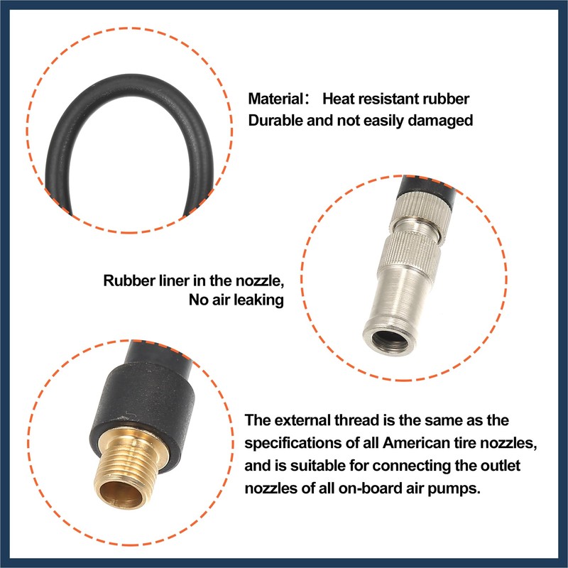 INFINAUTO 1pcs 20cm Flexible Copper Rubber Tube Tire Valve Connect