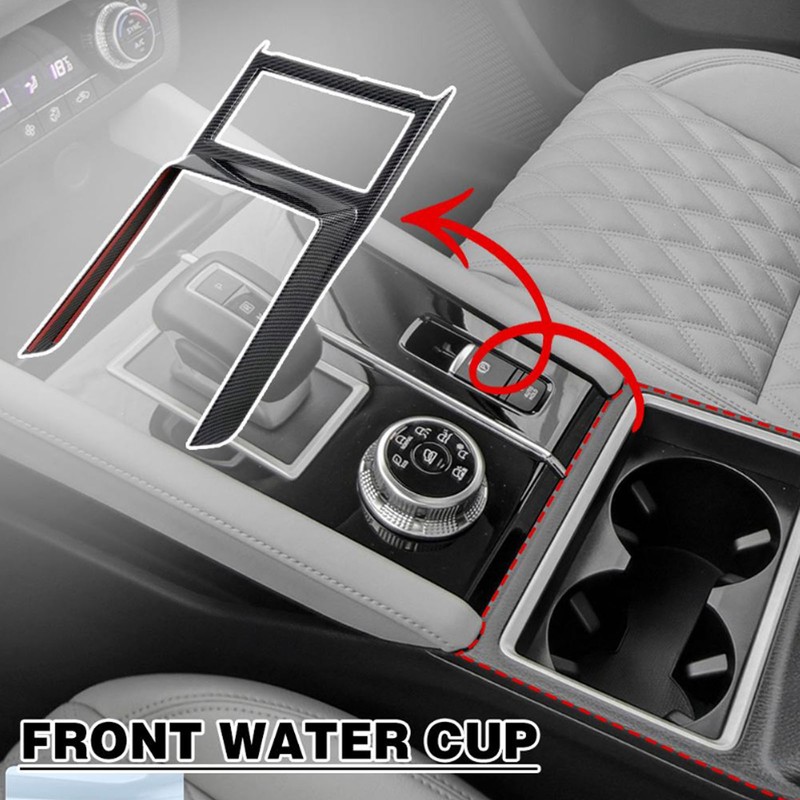 Car Cup Holder Frame Cover Carbon Fiber Pattern High Gloss