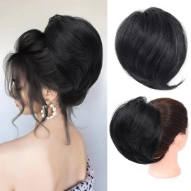 Realistic Texture Hair Bun Scrunchie for Women Elegant Chignon Style with Elastic Band Essential Daily Wear Synthetic Hairpiececolor: #613