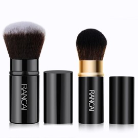 SinChic Retractable Makeup Brush,2 PCS Portable Travel Size Makeup Brushes Face Setting Powder Brush with Cover for Blush Bronzer Buffing Highlighter Flawless Powder Cosmetics
