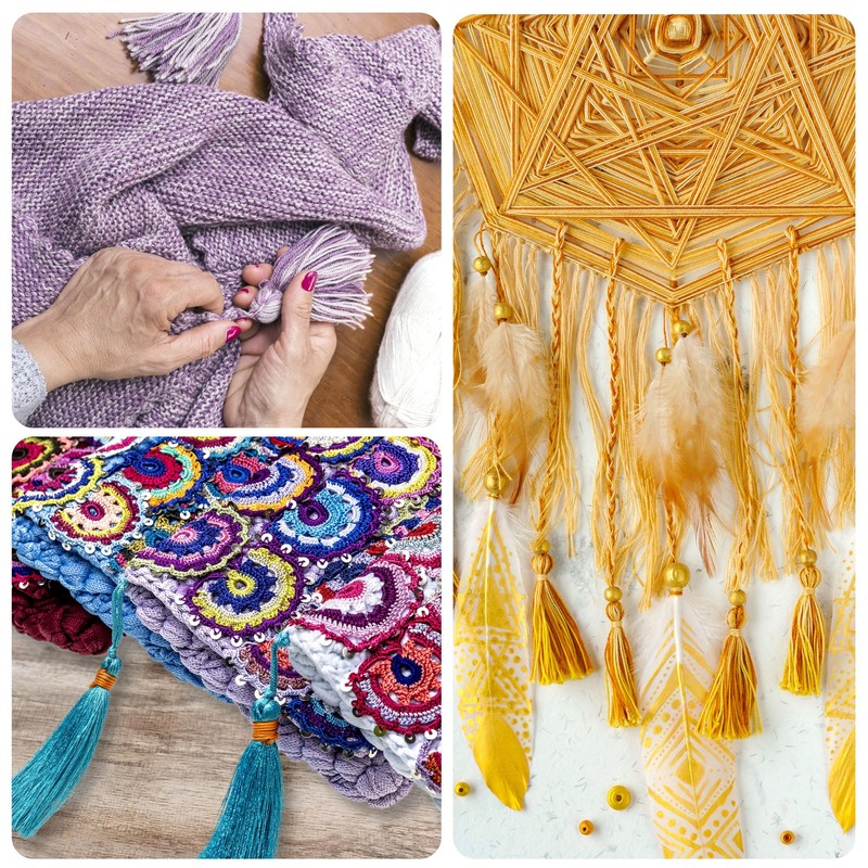 sourcing map Bookmark Tassels - 2Pcs 13.5cm/5.31" Soft Mini Tassel