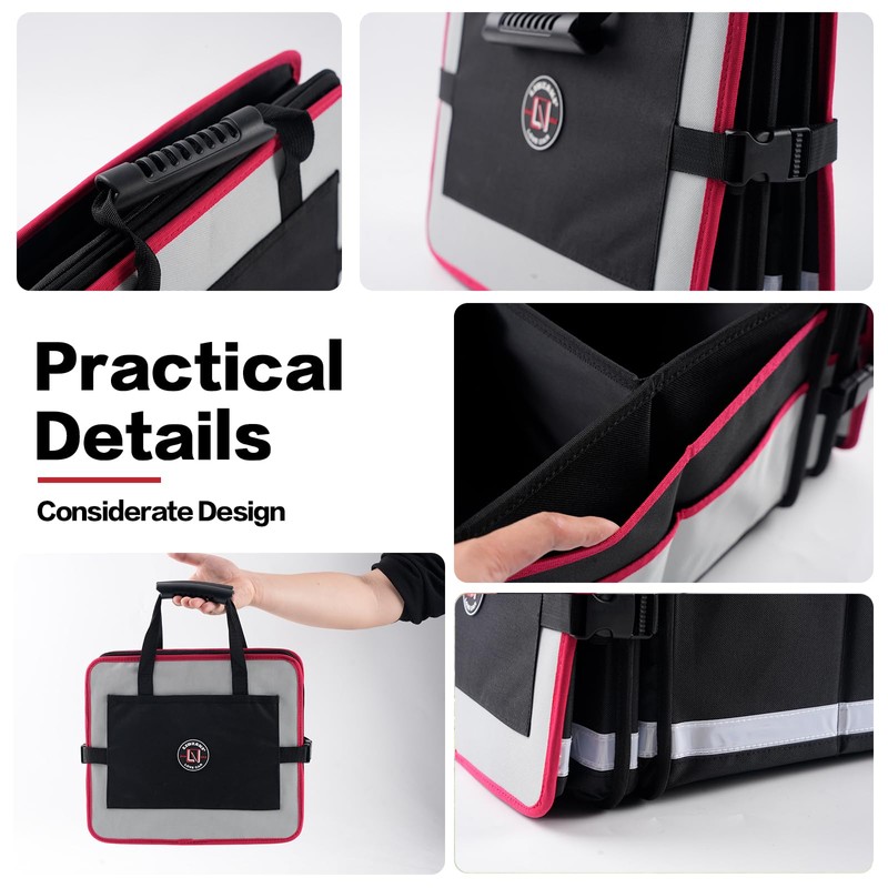 LIBZAKI Car Trunk Organizer,3 Compartments Big Trunk Storage, Large Capacity,