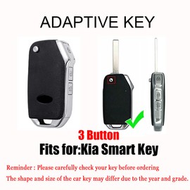 HIBEYO Flip Key Fob Cover for Kia Forte NIRO Cerato 2019 K3 Gt Seltos S Sportage 2020 Sorento Ceed CD Forte 2018 2019 Serato BD 2018 for KIA Accessories Smart Key Keychains-White