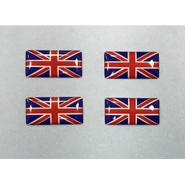 4 x Miniature Union Jack Flag Domed Gel Stickers Red, White & Blue HIGH Gloss