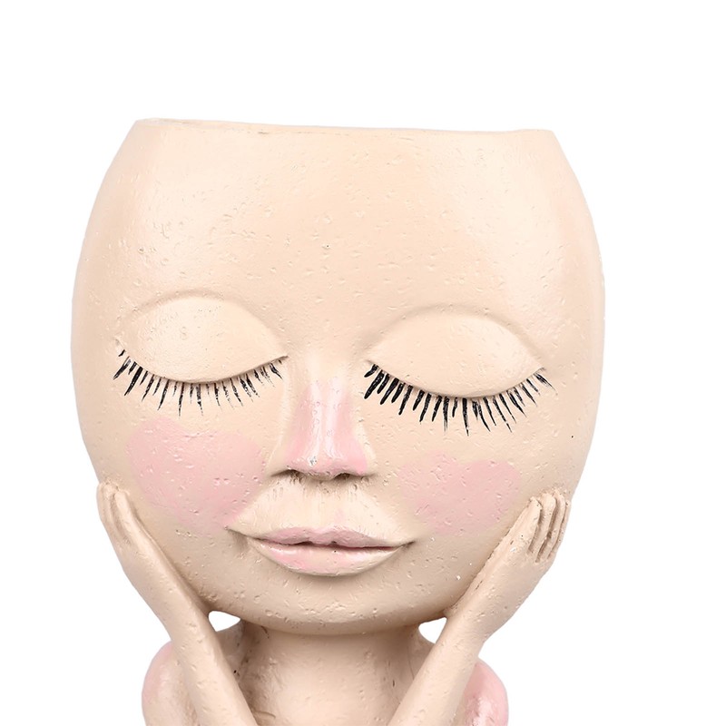 Unique Head Plant Pot with Drainage Hole Resin DIY Face