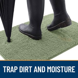 OLANLY OLANLY Dog Door Mat for Muddy Paws 36x24, Absorbs Moisture and Dirt, Absorbent Non-Slip Washable Doormat, Quick Dry Chenille Mud Mat for Dogs, Entry Indoor Entryway Carpet for Inside Floor, Sage Green