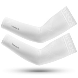 RockBros Men's Cooling Arm Cover, Arm Sleeve, UPF 50+, Sun Protection, Sweat Absorbent, Quick Drying, Anti-Slip, Outdoor, Sports, Summer (White, XL)