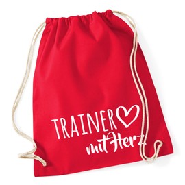 HUURAA Gym Bag Trainer with Heart Backpack Cotton 12 Litres with Motif for the Greatest People Gift Idea for Friends and Family, Classic red