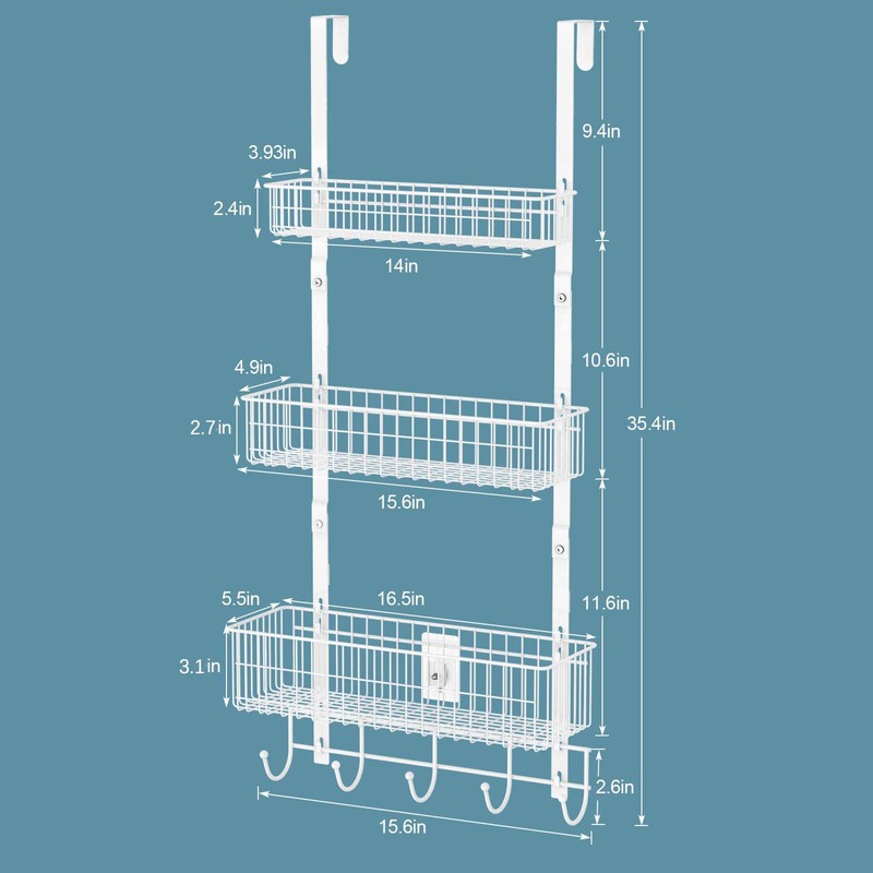 Over The Door Basket Organizer 3 Tier Hanging Kitchen Storage