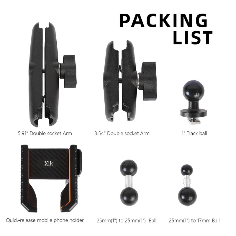 xik Kayak Phone Holder Mount with T-Bolt Track Ball,[720° Dual-Adjustable