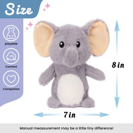 Hopearl Talking Elephant Repeats What You Say Nodding Electric Interactive Animated Toy Speaking Plush Buddy Gifts for Toddlers, Gray, 8''