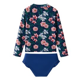 LIBREDGE Toddler Girls 2t Swimsuit Rash Guard Sets 2-Piece Long Sleeve Bathing Suit Midnight Blooms 2T