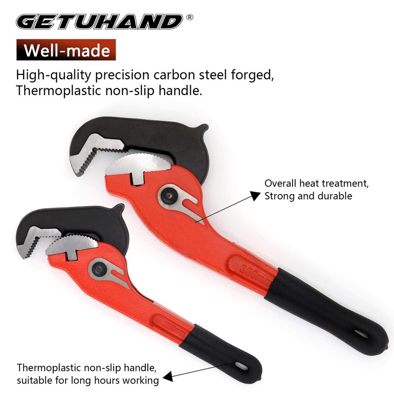 GETUHAND 10-Inch Self-Adjusting Rapid Grip Pipe Wrench, Ratchet Plumbing Wrench,