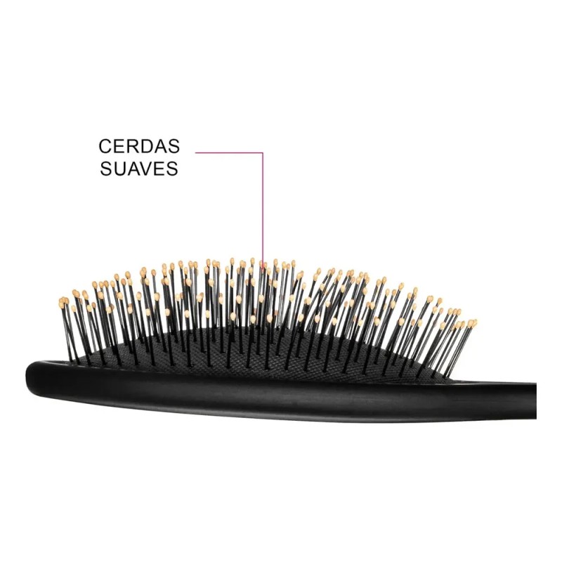 Cepillo de Cabello Desenredante Ovalado Acolchado Negro Ultra Thin Timco