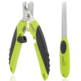 pecute Professional Dog Nail Clippers + Nail File 2 in 1 Set, Sharp Stainless Steel Pet Claw Trimmers with Safety Guards for Medium to Large Dogs