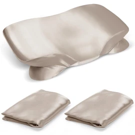 2 Pack Satin Pillowcase for Zelimun Cervical Pillow, Contour Pillow Case Cover, Smooth & Soft Pillowcase for Sleeping Pillow, Champagne Pillow Cover with Zipper