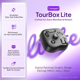 TourBox Lite - Editing Keyboard Compact, Artists Go-to Drawing Macro Keypad, Works with Clip Studio Paint & More, Creative Console Controller with Custom Software, Streamline All Workflows - Wired