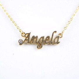 Stravina ANGELA NEW Name Goldtone Rhinestone Accent 14.5" w 4.5" Multi Ring Ext Necklace