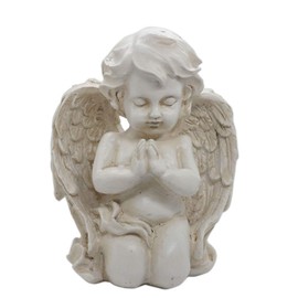 realideas Vintage Kneeling Praying Cherub Statue Indoor Outdoor Home Garden Decoration Wings Angel Statue Memorial Sculpture