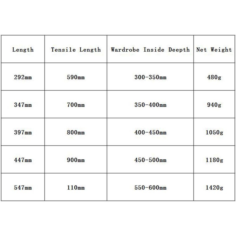 Extendable Clothes Rail for Pull-Out Hangers, Adjustable Wardrobe, Telescopic Rod,