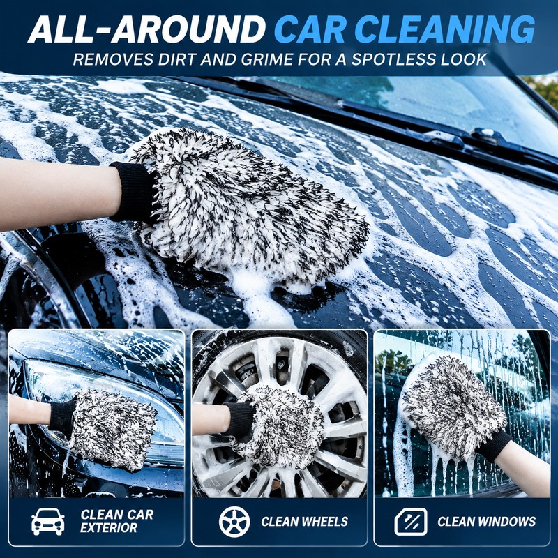 Car Wheel Cleaning Brush Set with Wash Mitt – Soft