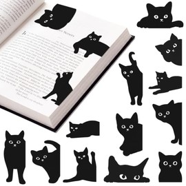 Teling - 30 marcapáginas magnéticos para gatos negros surtidos, lindos marcapáginas magnéticos, clips de página de libros Kawaii, marcadores de página