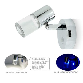 THALASSA Boat Reading Light with USB Port RV 12V Interior Fixtures LED Lamp Wall Sconce for Marine Motorhome Trailer Camper Caravan Indoor Lighting