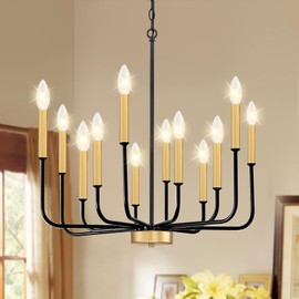 VUAA 12 Light Farmhouse Chandelier for Dining Room Lighting Fixtures Hanging, Dining Light Fixtures Industrial Modern Chandelier for Bedroom, Foyer, Hall, Kitchen, Living Room and Entryway