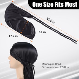 Babalet 3PCS Durag for Men Women, Unisex Smooth Silky Elastic Satin Dorag, Breathable Soft Do Rag for 360 Waves, Nourishing Hair Fashion Outfits with Extra Long Strap Satin Doo Rag