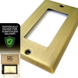 Rio Salto BRASS Antique Gold Rocker Decora Metal Gold Light Switch Wall Plate STANDARD SIZE Outlet Cover Single Receptacle Wallplate 1 Gang Decoration Vintage Rustic 4.50" x 2.76" (Rocker, 1-Gang)