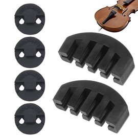 6 PCS Rubber Violin Practice Mute Set,Rubber Violin Mute,Violin Mute Included 2 PCS Claw Style & 4 PCS Round Tourte Style,Black Ultra Practice Silencer for Viola Violin,Violin Practice Silencer