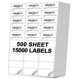 Labelebal Address Labels, 15,000 Mailing Labels, 500 Sheets 1" x 2-5/8" Sheet Labels 30 UP Shipping Sticker Labels for Laser and Inkjet Printers