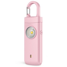 Rechargeable Personal Alarm for Women - Travel College Dorm Essentials, 130dB Keychain Alarm with Flashlight, Safety Gifts for Teen Girl, Daughter, Student, Birthday Day Gift Stocking Stuffers, Pink