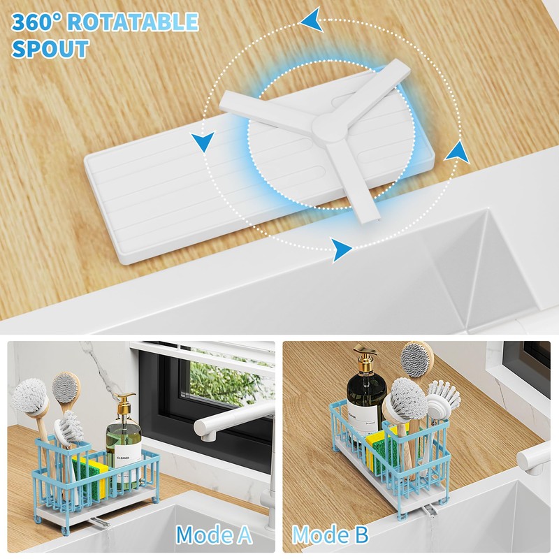 Cisily Sponge Holder for Kitchen Sink, Sink Caddy with High